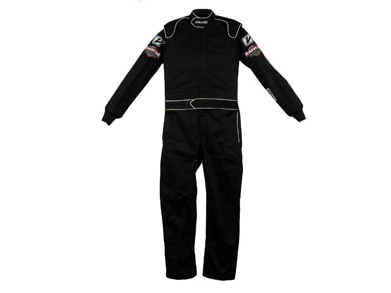 FRONT-SIDE VIEW - RACECAR COMPETITIVE EDGE™ ‘ULTIMATE’ 1-LAYER RACING SUIT MANUFACTURED BY VELOCITA-USA™.