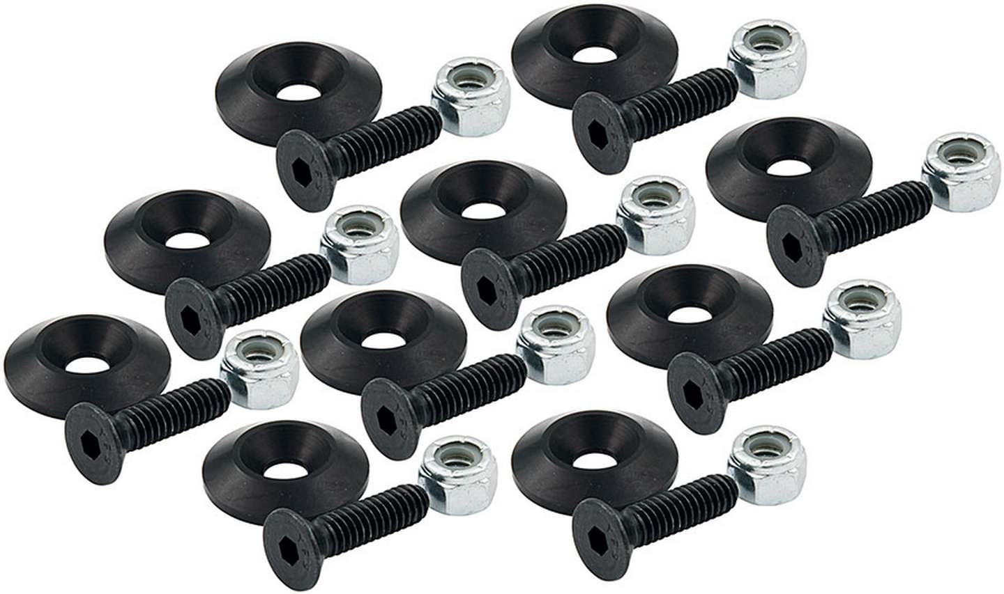 Allstar Performance Countersunk Bolts #10 w/1in Washer Black 10pk 