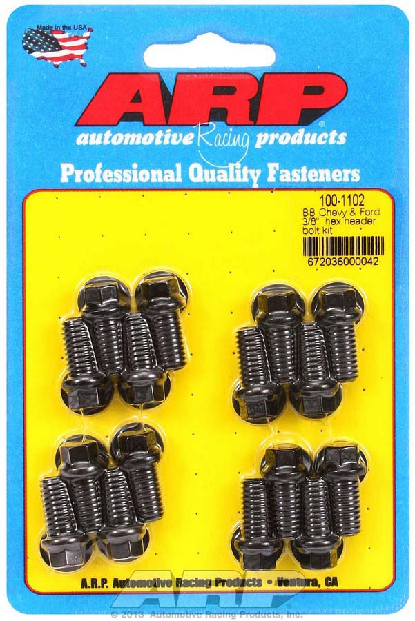 ARP 100-1103 Black Oxide 3/8 Diameter 0.750 UHL 6-Point Drilled Header Bolt for Small Block Chevy, Set of 12 